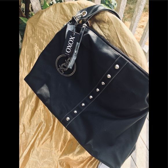 XOXO Handbags - XOXO Black Studded Extra Large Hobo Bag